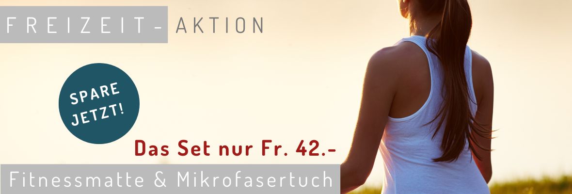 Unsere Fitnessmatten & das Mikrofasertuch kannst du auch für dein Outdoortraining, Urlaub und Camping nutzen