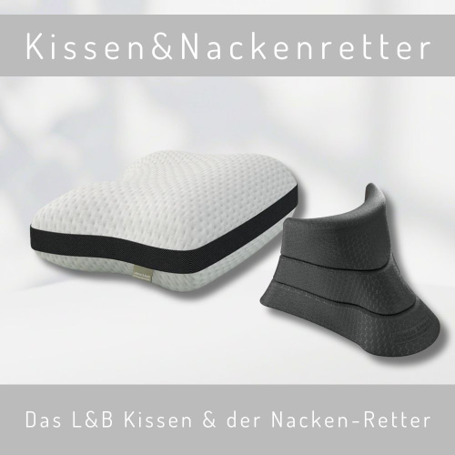 Das Liebscher & Bracht Kissen zusammen mit den Nacken-Retter von Liebscher & Bracht