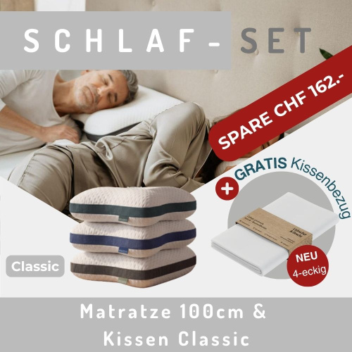 Produkte-Teaser: Schlaf-Set 100cm Matratze & Kissen Classic & gratis Kissenbezüge eckig