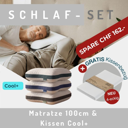 Produkte-Teaser: Schlaf-Set 100cm Matratze & Kissen Cool+ & gratis Kissenbezüge eckig