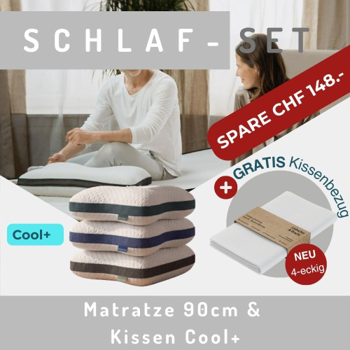 Produkte-Teaser: Schlaf-Set 90cm Matratze & Kissen Cool+ & gratis Kissenbezüge eckig