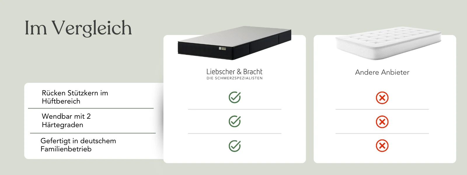 Vergleich Matratze von Liebscher & Bracht mit anderen Anbieter