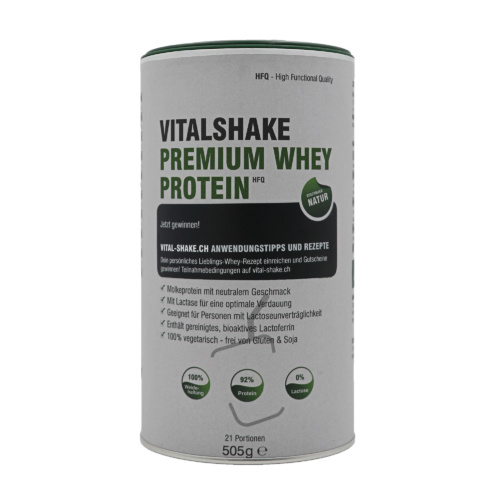VitalShake Whey Protein HFQ Natur. Molkeprotein mit neutralem Geschmack. 100% vegetarisch, frei von Gluten & Soja