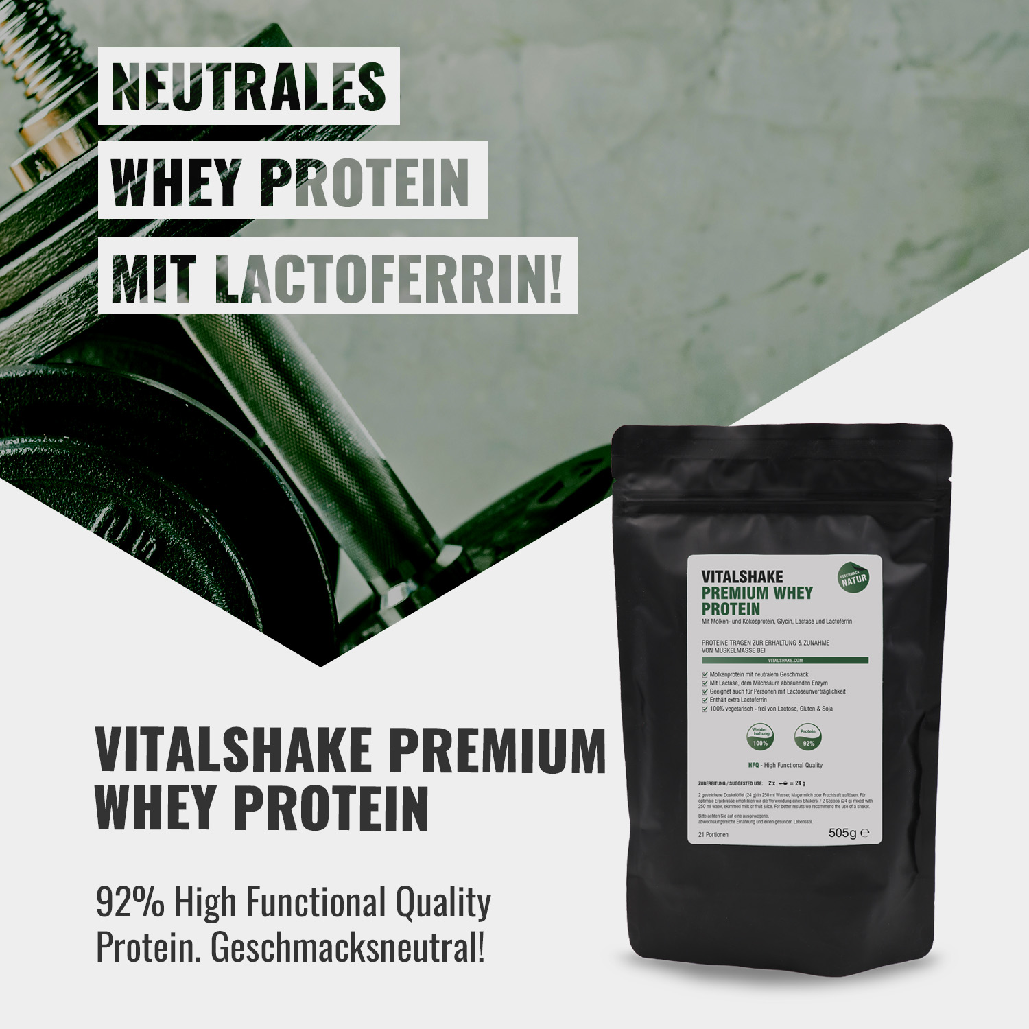 Vitalshake Premium Whey Natur Inhaltsstoffe